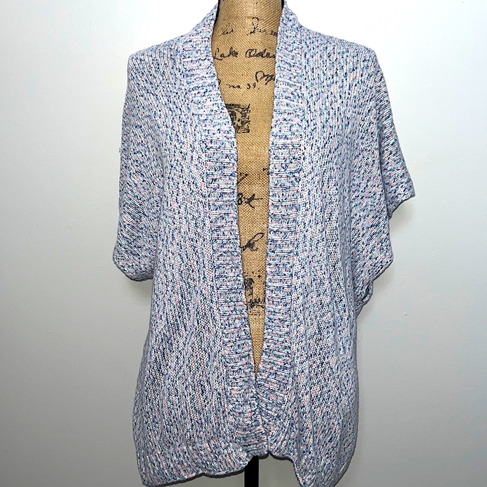 LOFT Blue Knit Open Cardigan XS